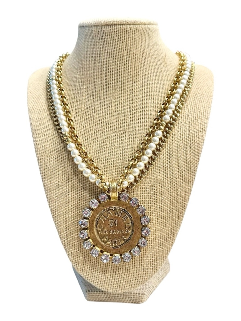 Yochi Gold and Pearl Statement Pendant Necklace - Designer Style